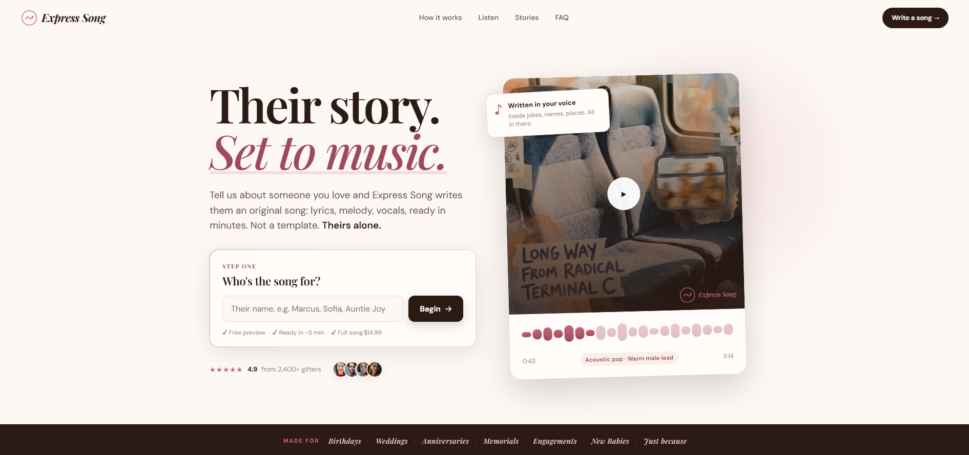 Express Song website screenshot
